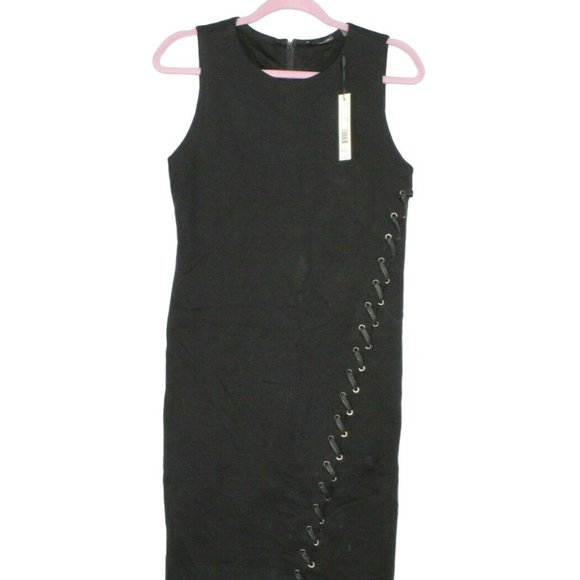 Tahari Dresses & Skirts - NWT! TAHARI Black Lace-up Sleeveless Fitted Bodycon Dress Size 6